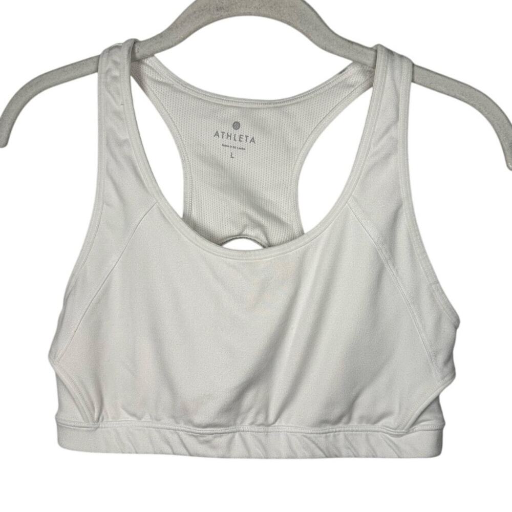Athleta White Racerback Sports Bra Women's Large